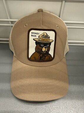 MAD Engine Smokey Bear Patch Trucker Hat - Tan & Brown